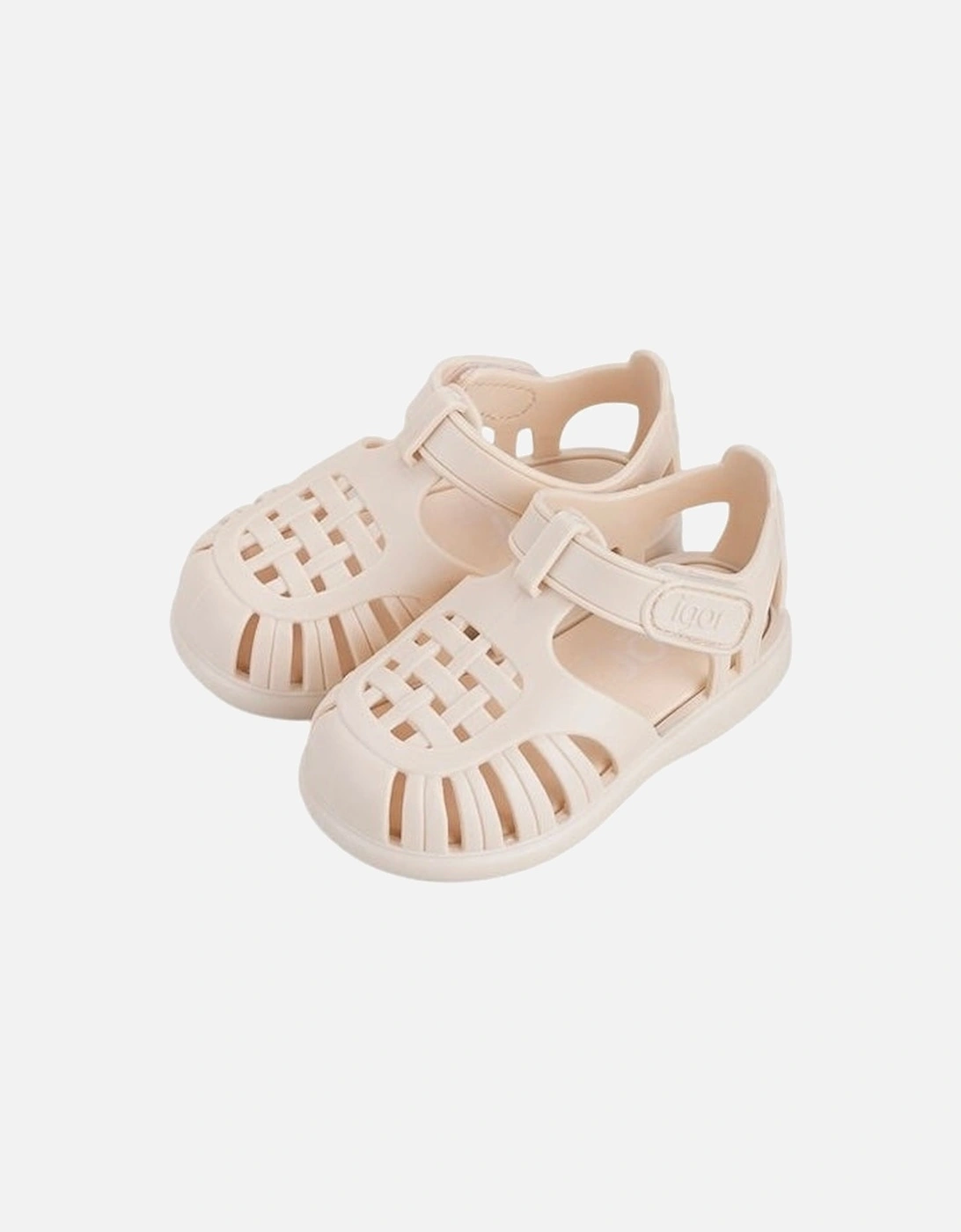 Cream Velcro Strap Tobby Sandals