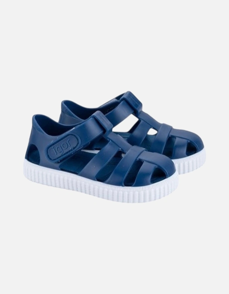 Boys Navy Velcro Strap Jelly Sandals