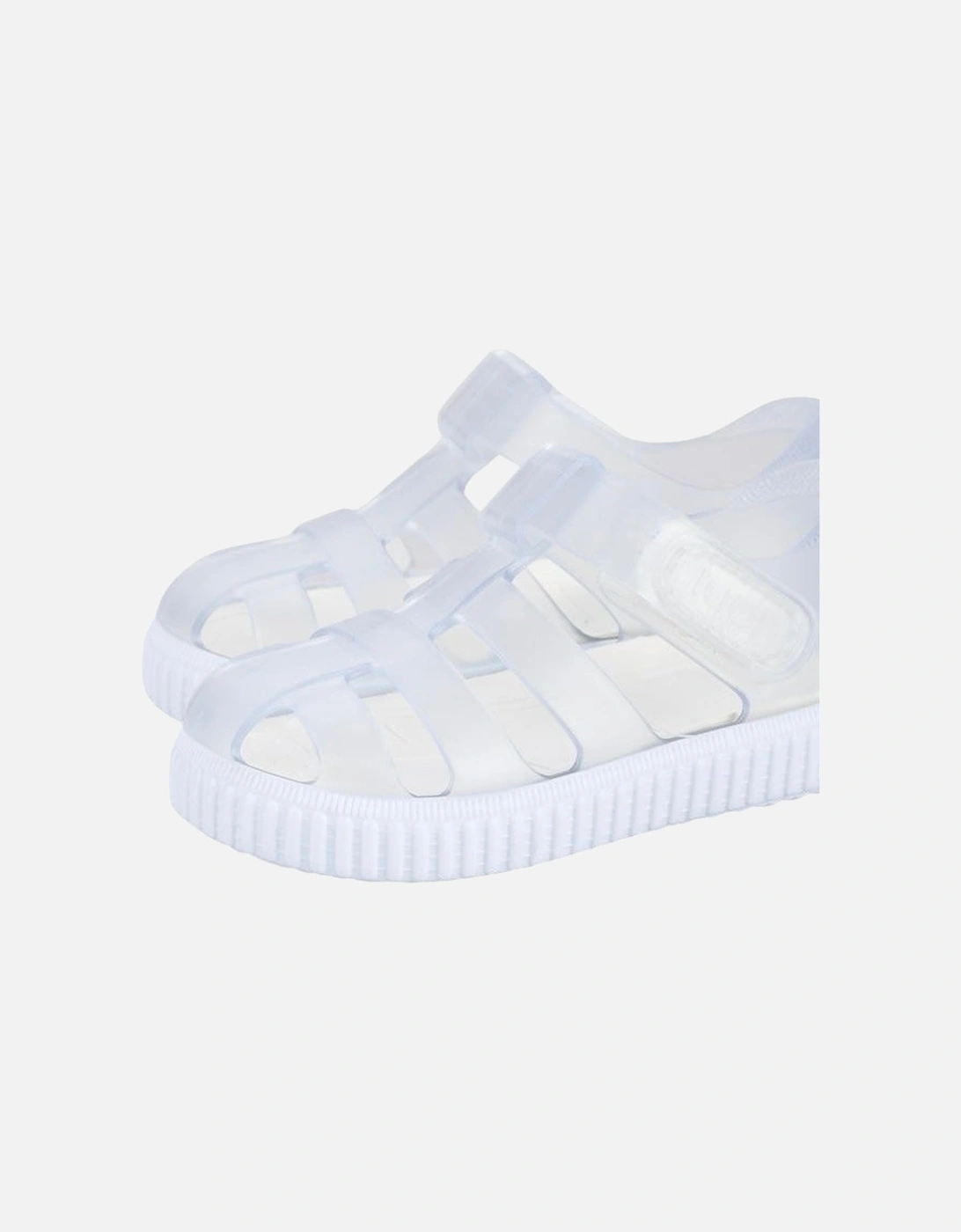 White Clear Velcro Strap Jelly Sandals