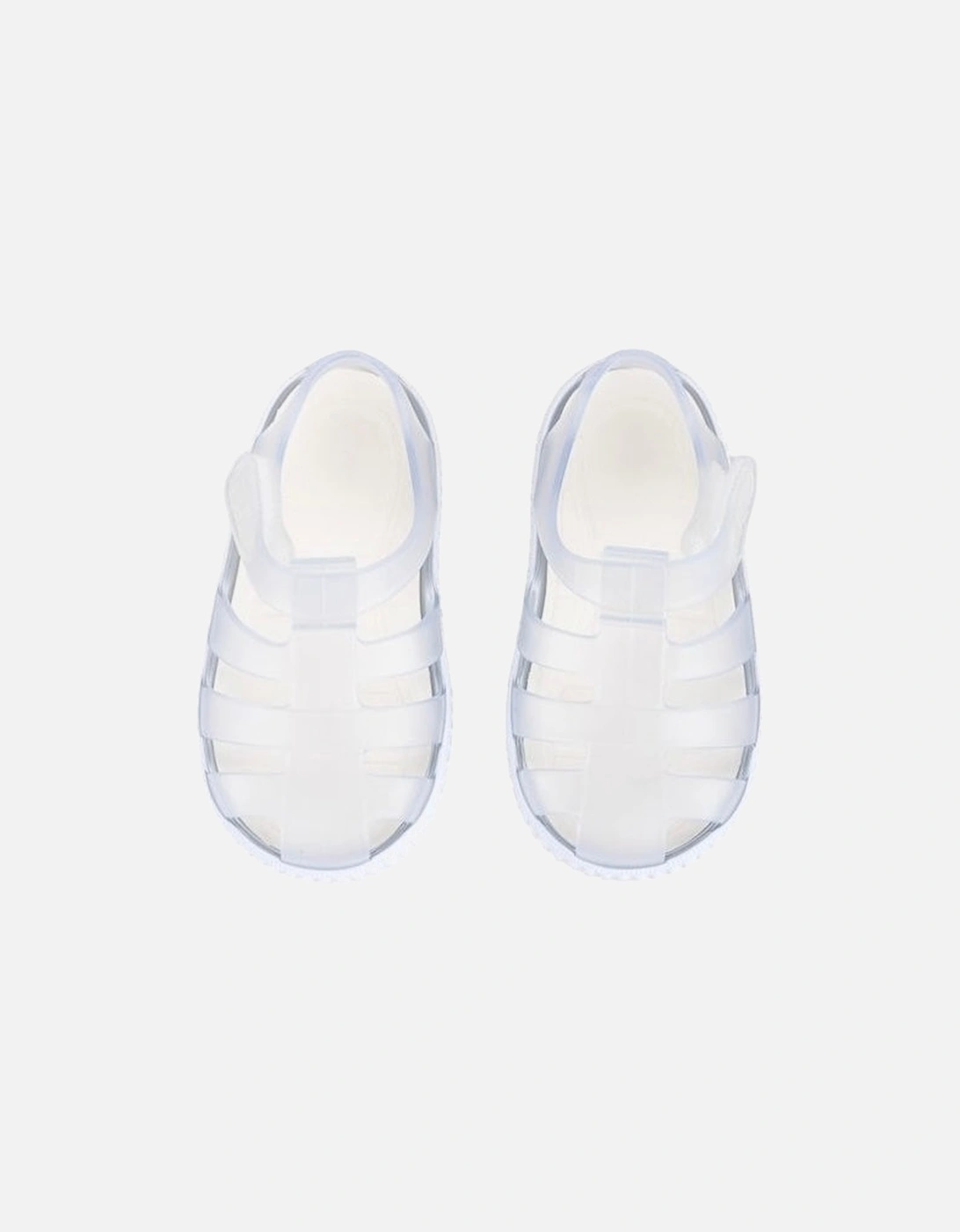 White Clear Velcro Strap Jelly Sandals