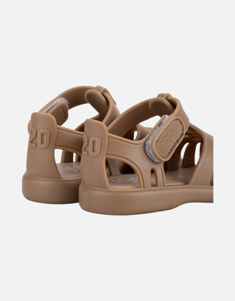 Taupe Velcro Strap Tobby Sandals