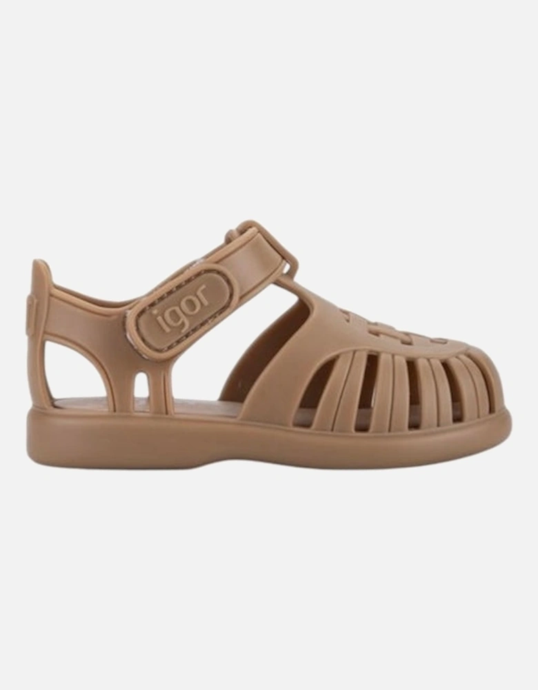 Taupe Velcro Strap Tobby Sandals