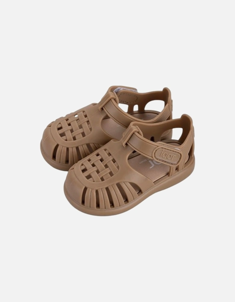 Taupe Velcro Strap Tobby Sandals