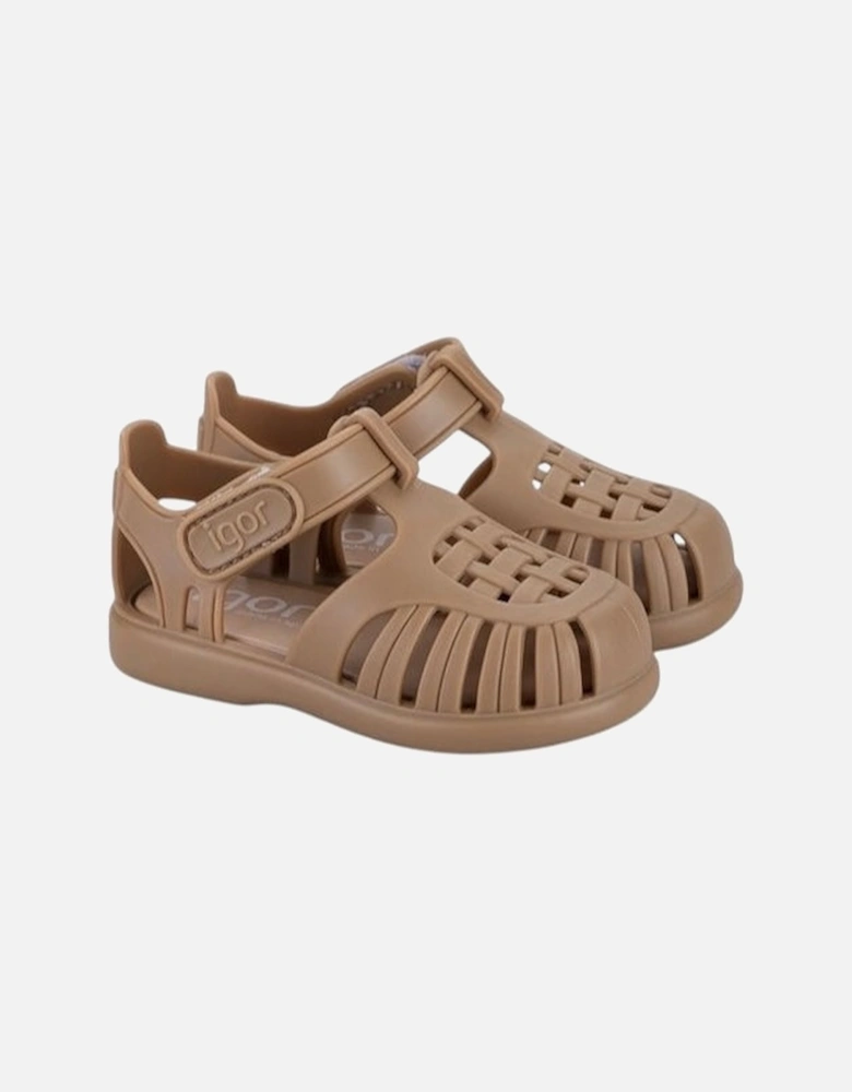 Taupe Velcro Strap Tobby Sandals