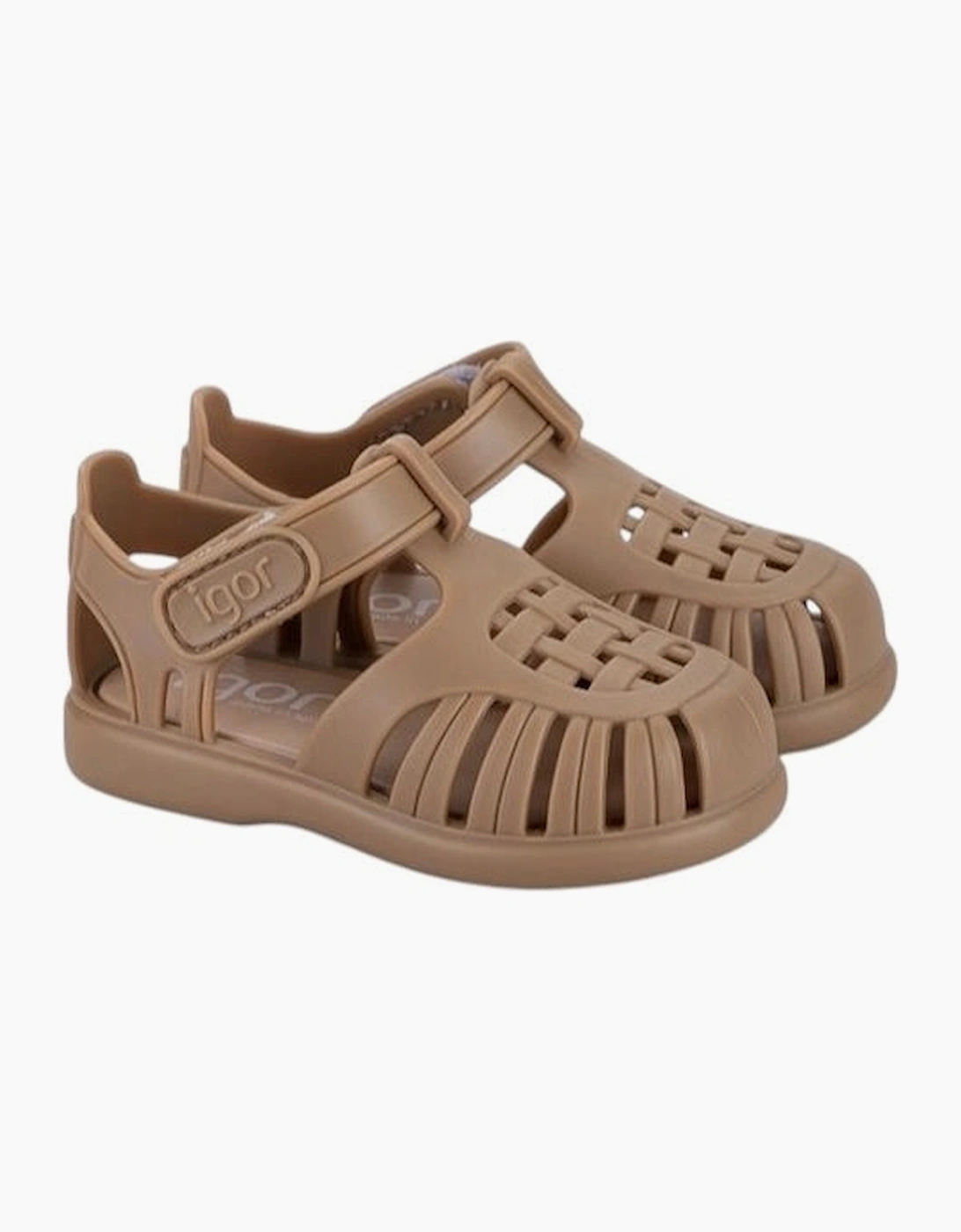 Igor Girl's Taupe Velcro Strap Tobby Sandals - Brown - Size: 7
