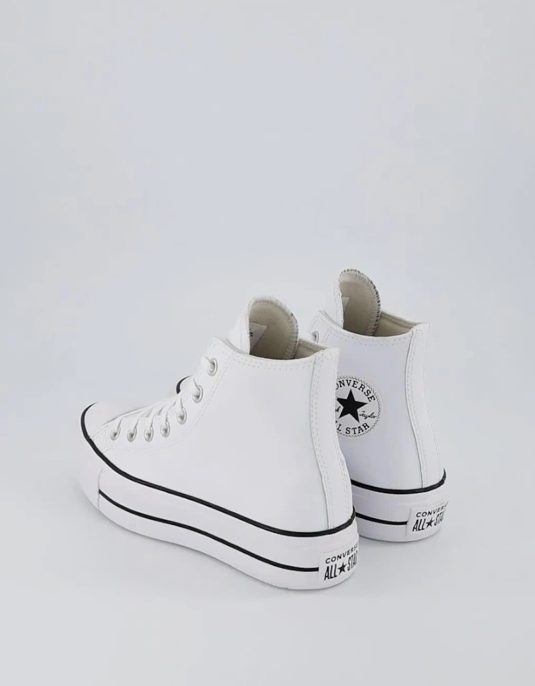 Womens Leather Lift Hi Top Trainers - White/Black