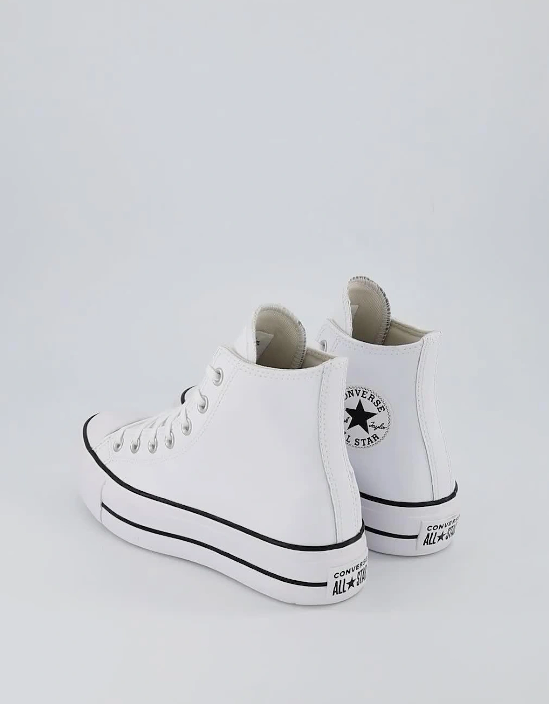 Womens Leather Lift Hi Top Trainers - White/Black