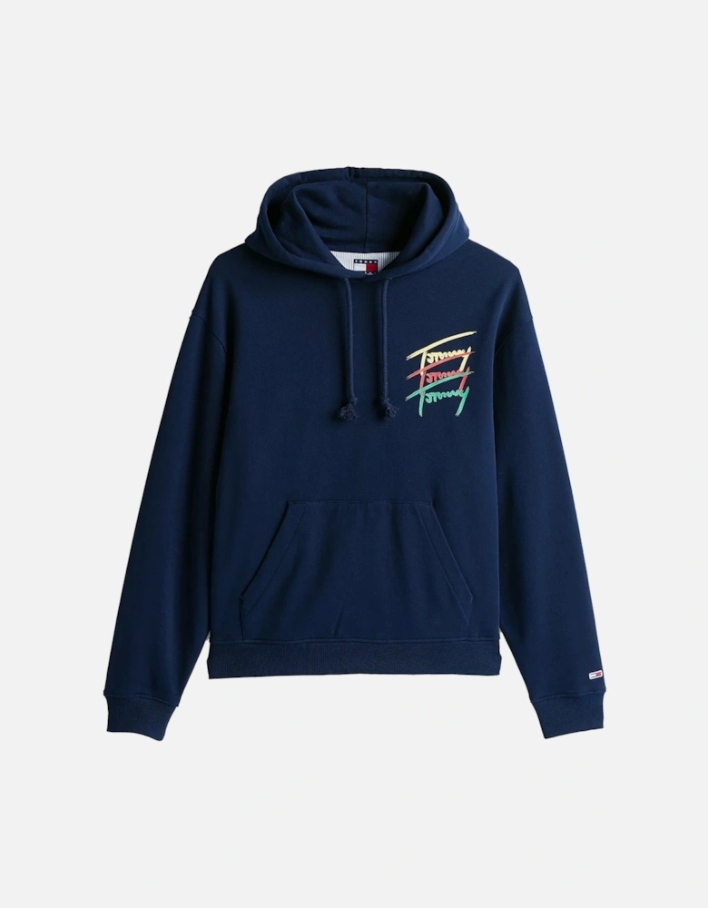 3 Colour Signature Logo Hoodie Dark Night Navy