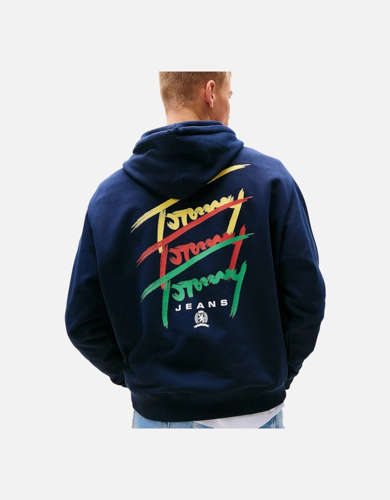 3 Colour Signature Logo Hoodie Dark Night Navy