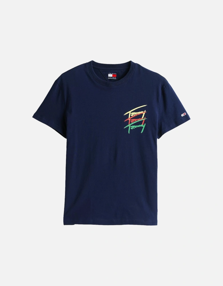 3 Colour Twisted Logo T-Shirt Dark Night Navy