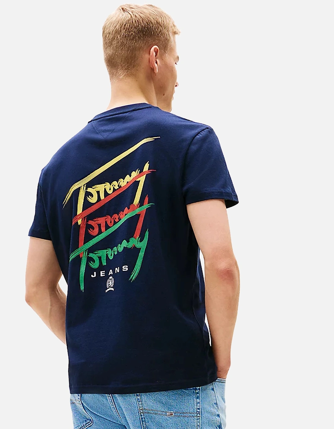 3 Colour Twisted Logo T-Shirt Dark Night Navy