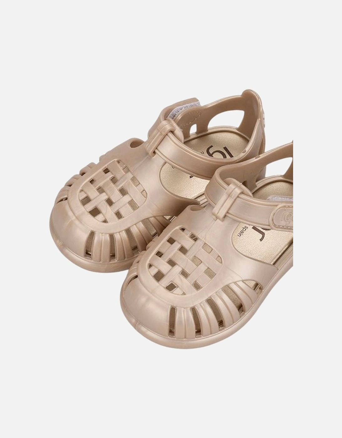 Girls Gold Velcro Strap Tobby Sandals