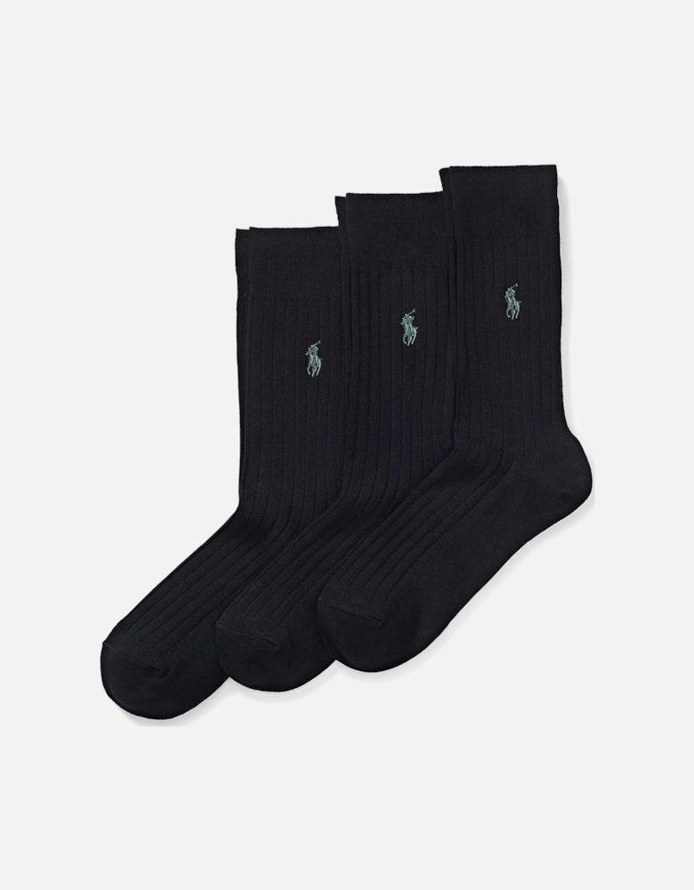 Men's Egypt Rib Crew Black 3 Pack Sock