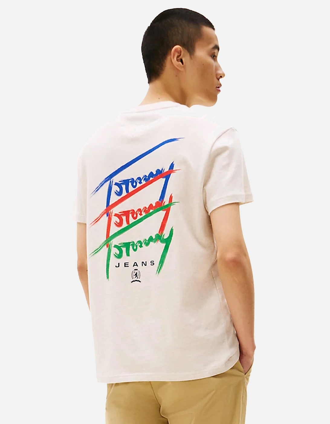 3 Colour Twisted Logo T-Shirt Oat Marl Heather