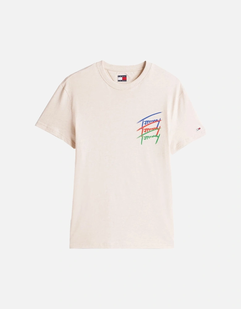 3 Colour Twisted Logo T-Shirt Oat Marl Heather