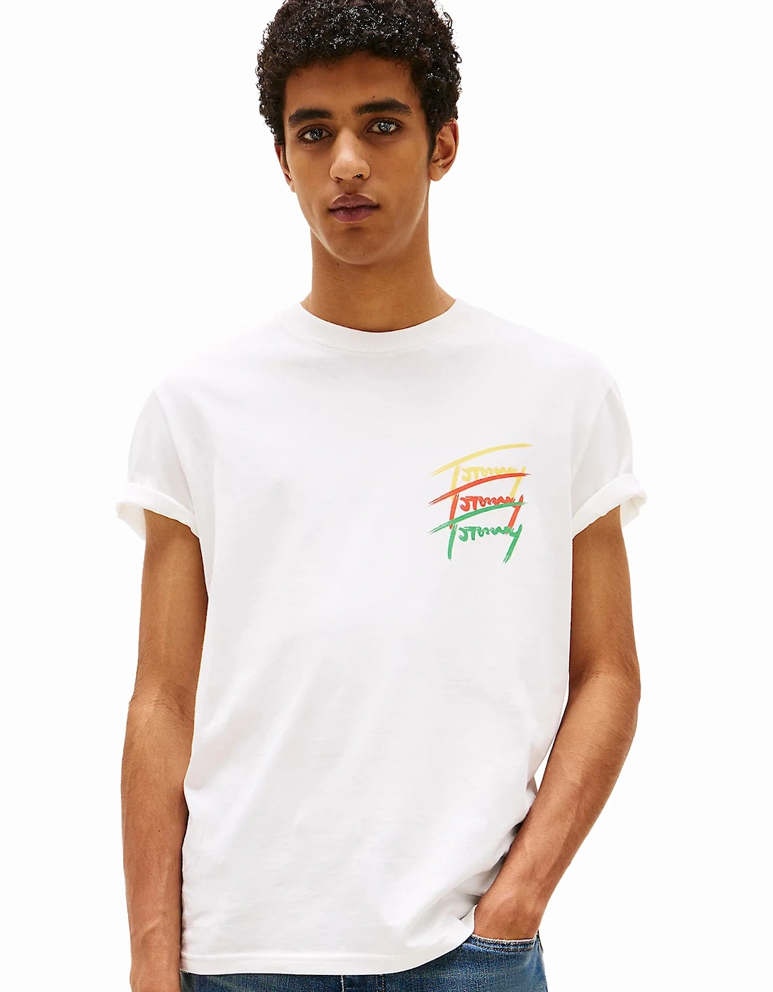 3 Colour Twisted Logo T-Shirt Ecru