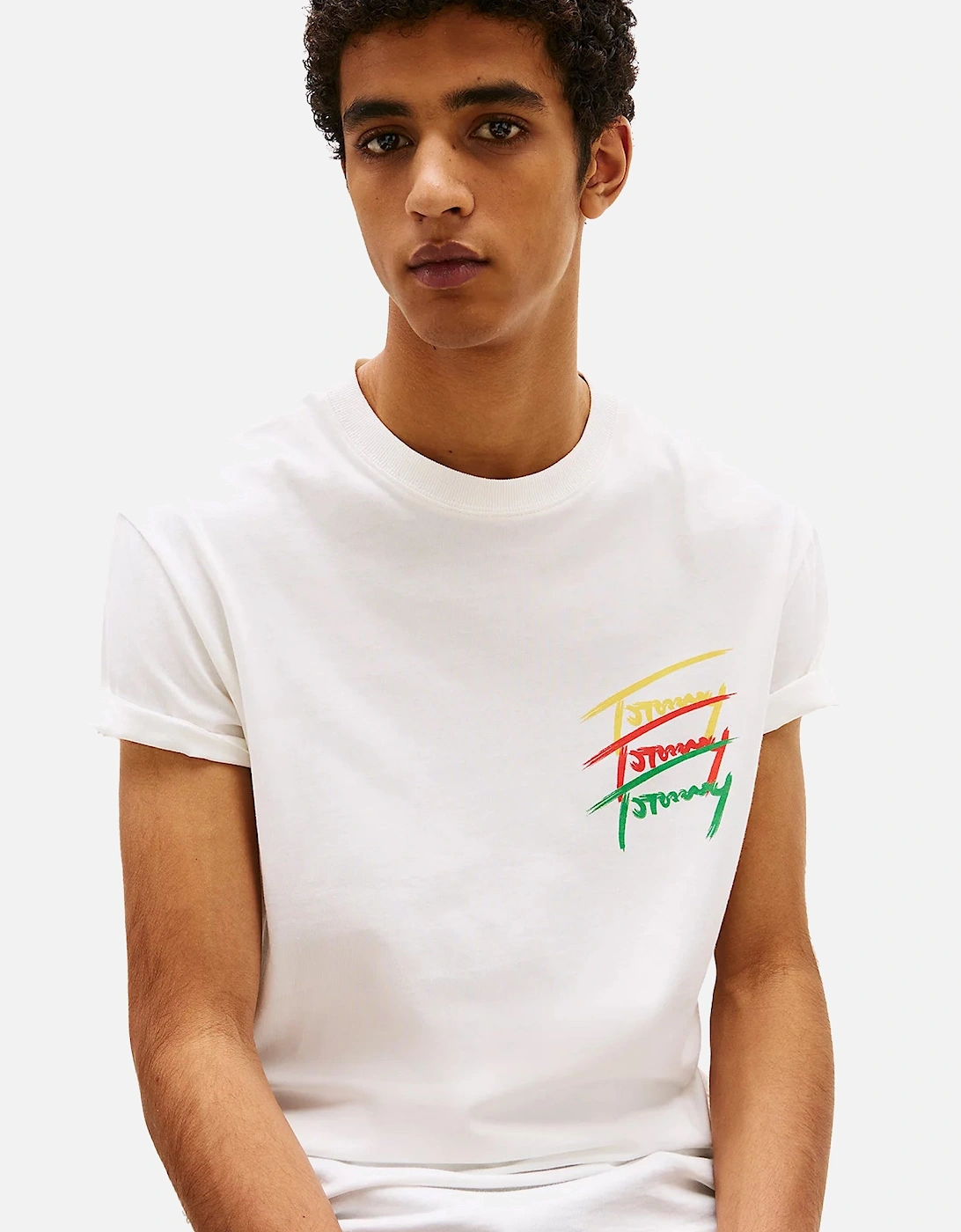 3 Colour Twisted Logo T-Shirt Ecru