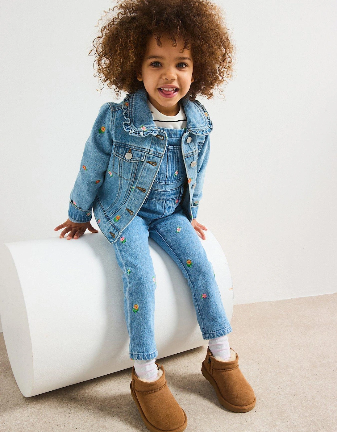 Girls Floral Embroidered Denim Jacket - Blue, 2 of 1