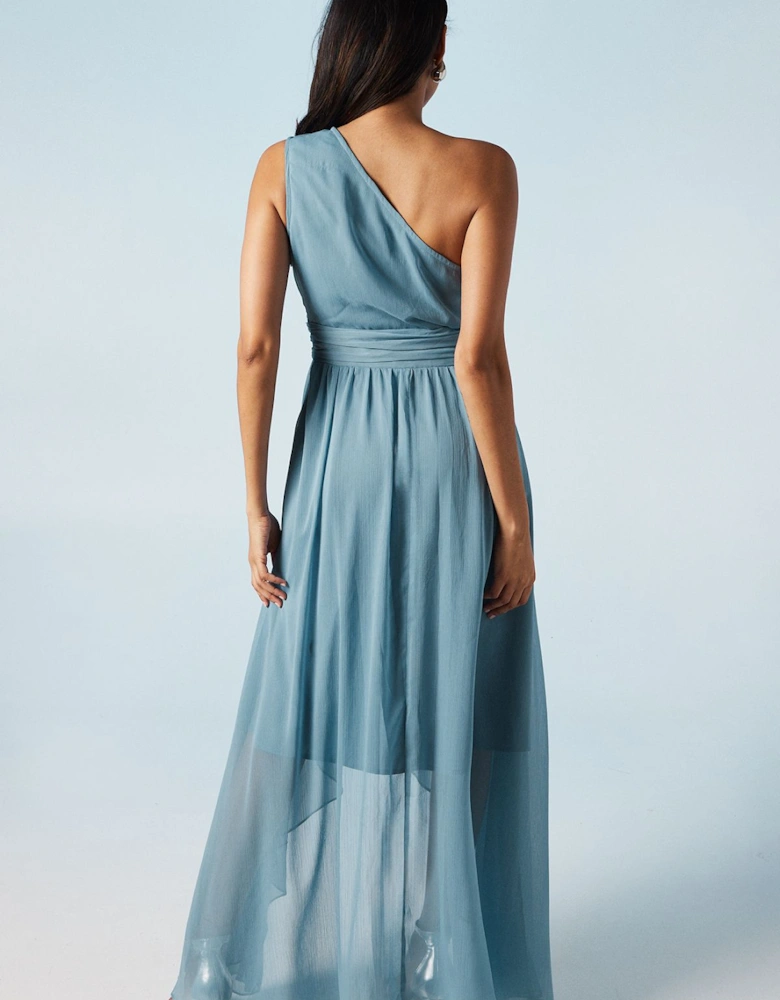 High Low Chiffon One Shoulder Bridesmaids Dress