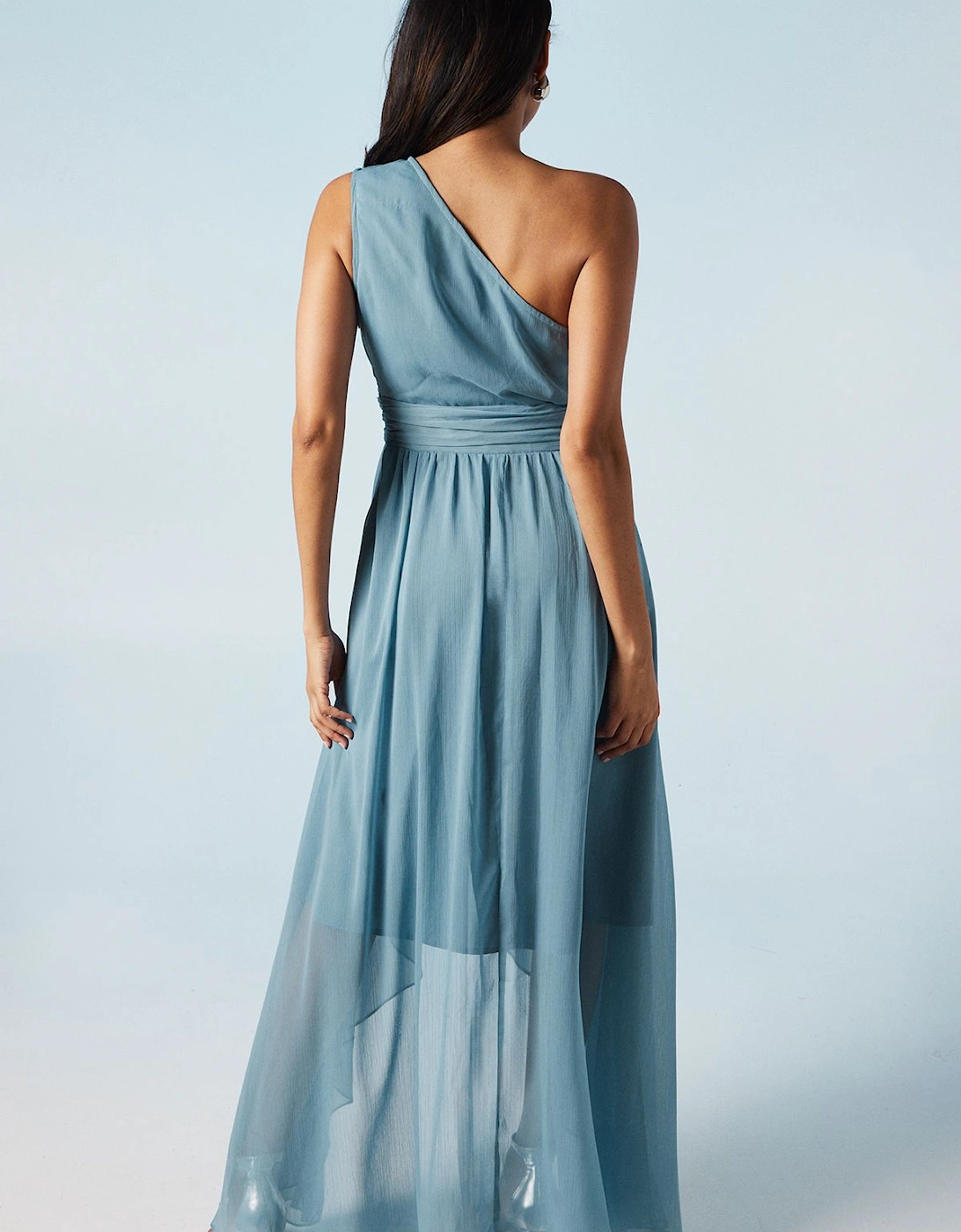 High Low Chiffon One Shoulder Bridesmaids Dress