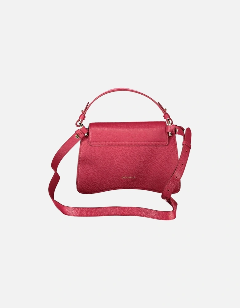 Single Handle Leather Bag with Snap Closure Women - Red Handbags