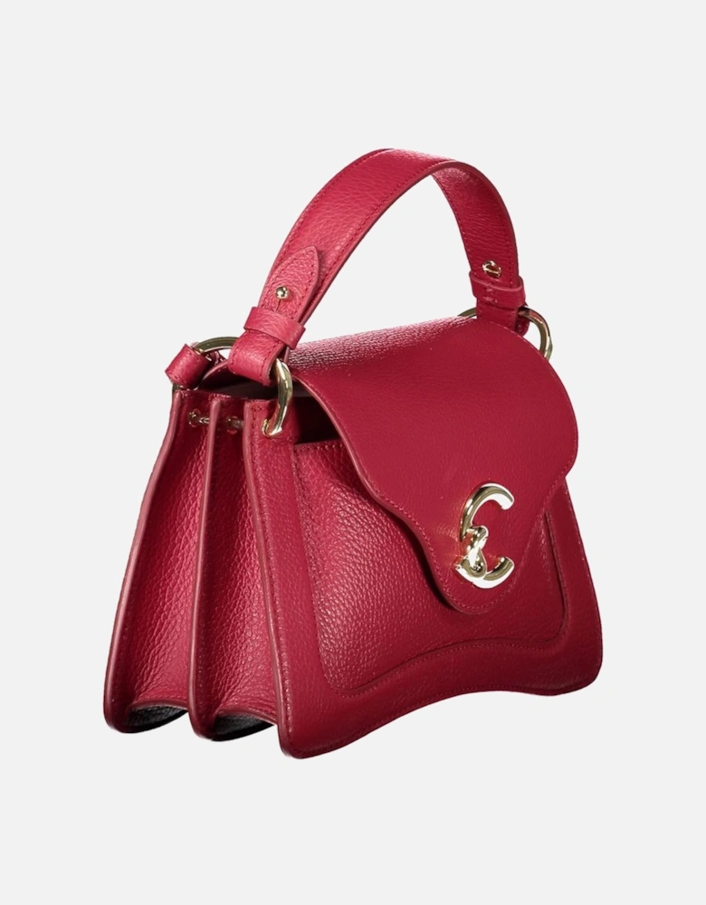 Single Handle Leather Bag with Snap Closure Women - Red Handbags