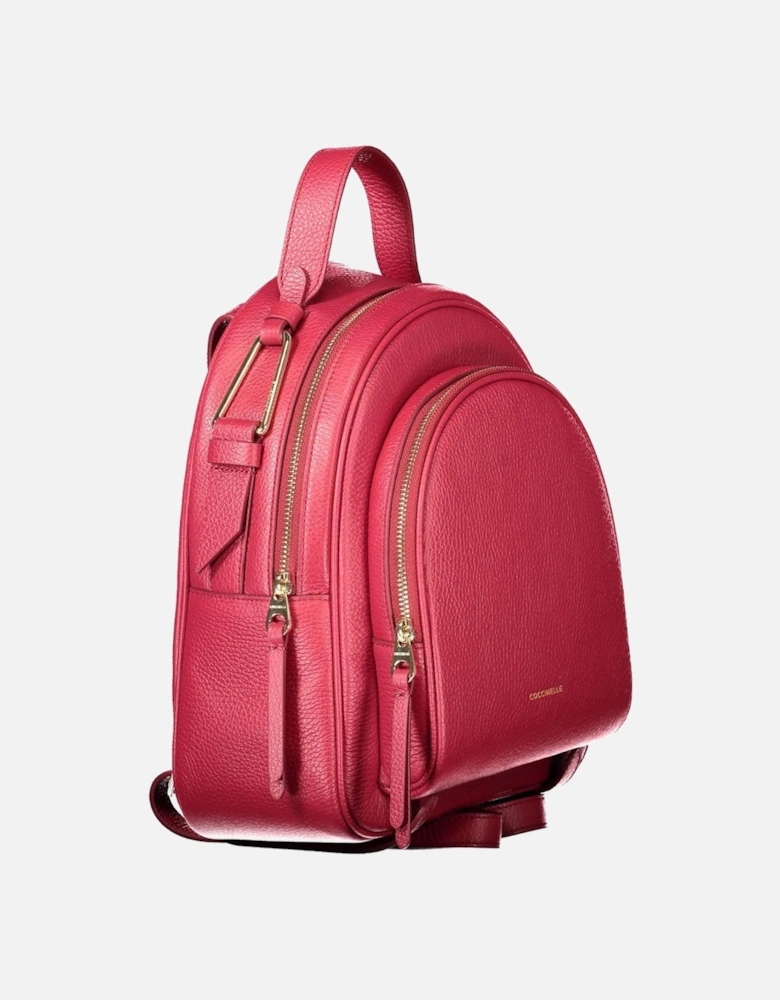 Red Leather Women Backpack