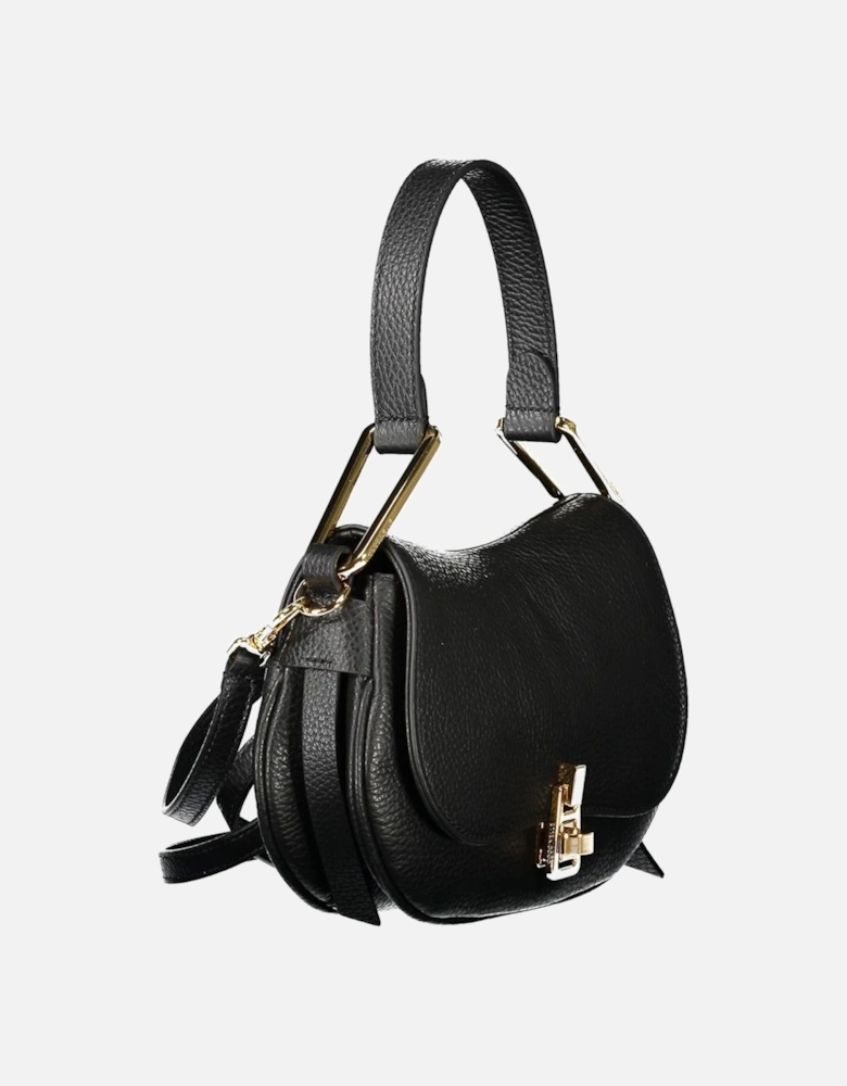 Elegant Leather Handbag with Twist Closure Women - Black