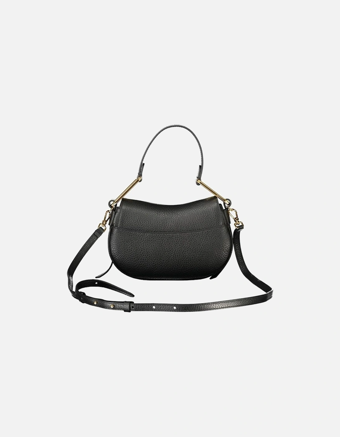 Elegant Leather Handbag with Twist Closure Women - Black