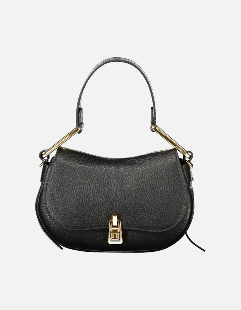 Elegant Leather Handbag with Twist Closure Women - Black