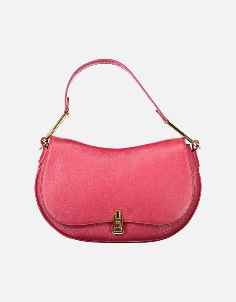 Soft Leather Shoulder Bag with Swivel Closure Women - Red Handbags