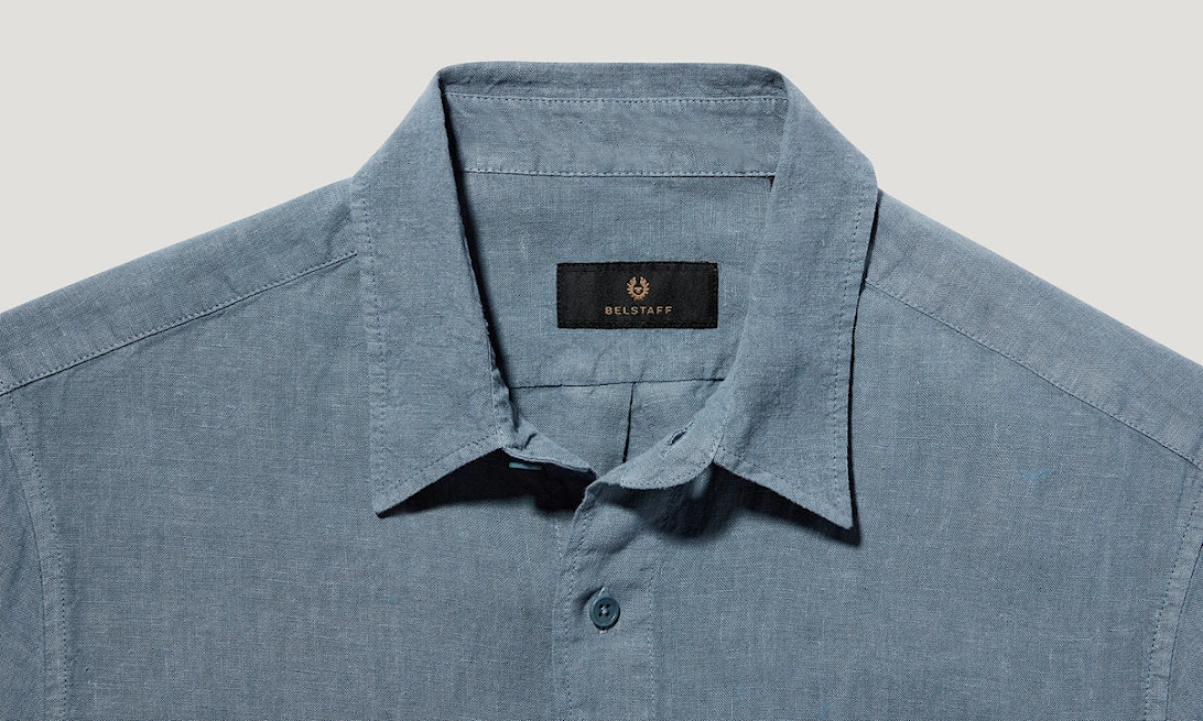 Scale SS Linen Shirt Blue Flint