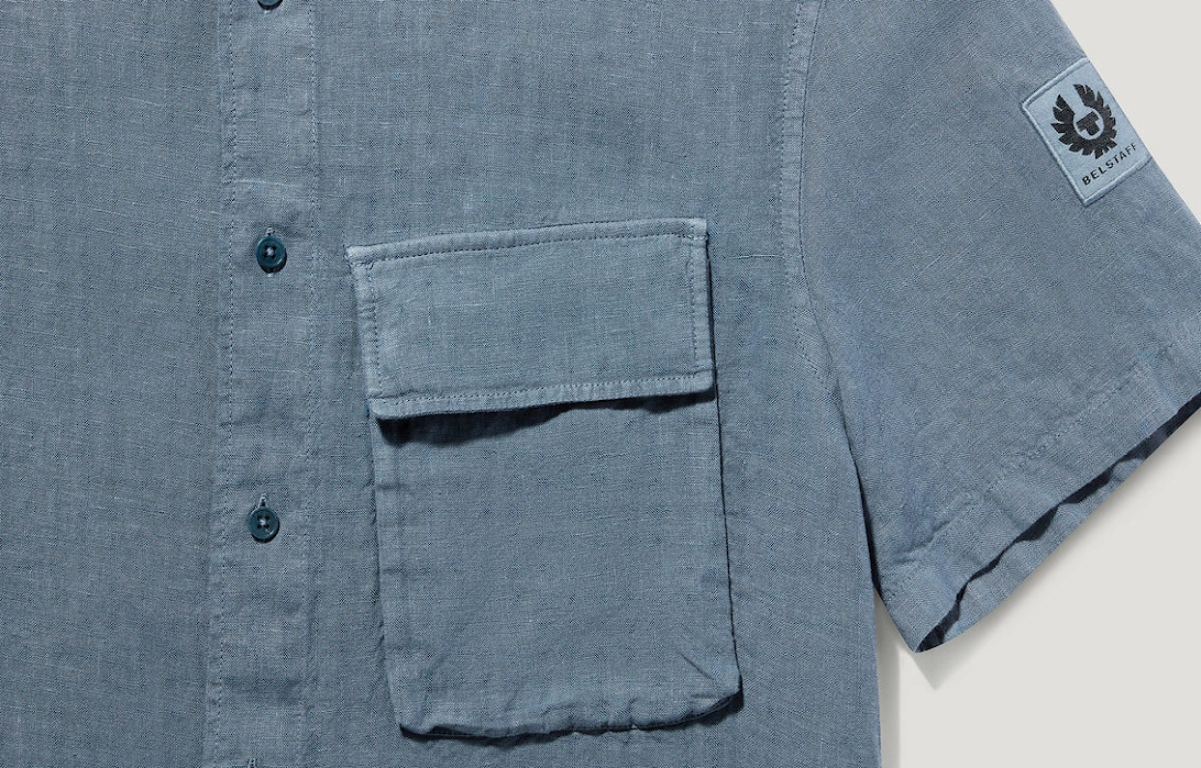 Scale SS Linen Shirt Blue Flint