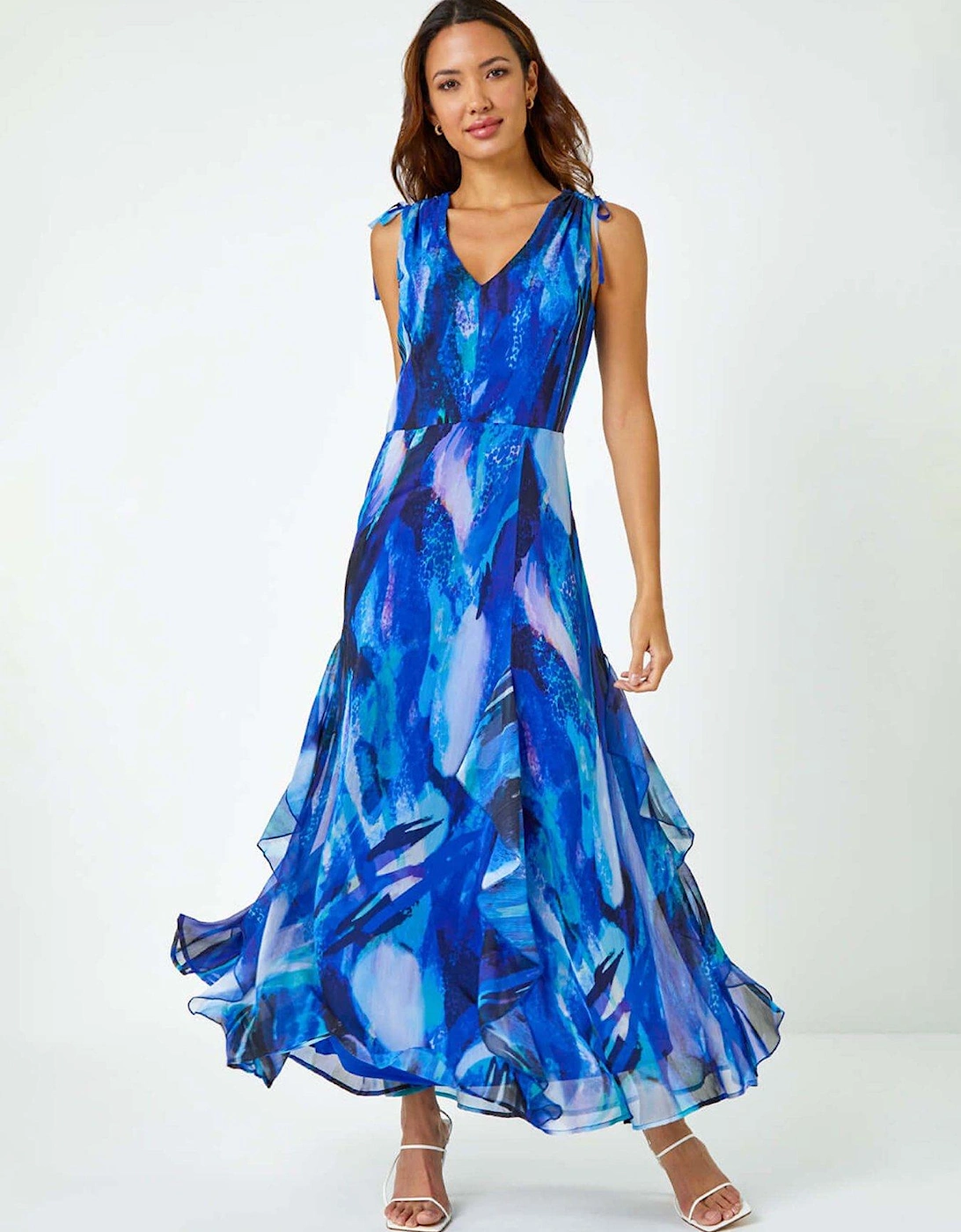 Sleeveless Abstract Print Maxi Dress, 2 of 1