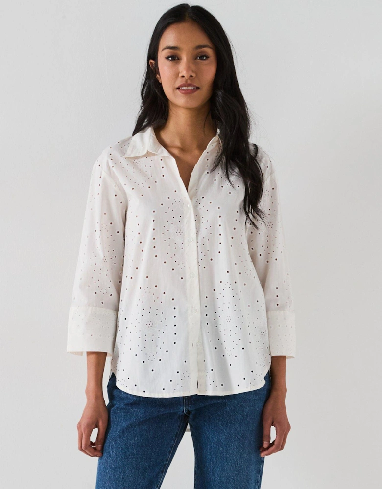 Embroidered Relaxed Fit Shirt - White