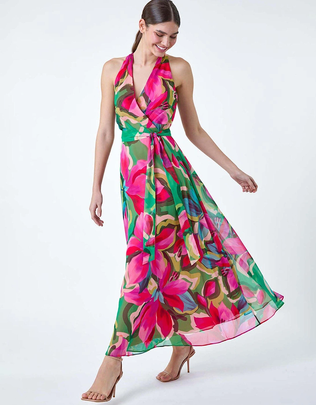 Floral Print Halterneck Maxi Dress, 2 of 1