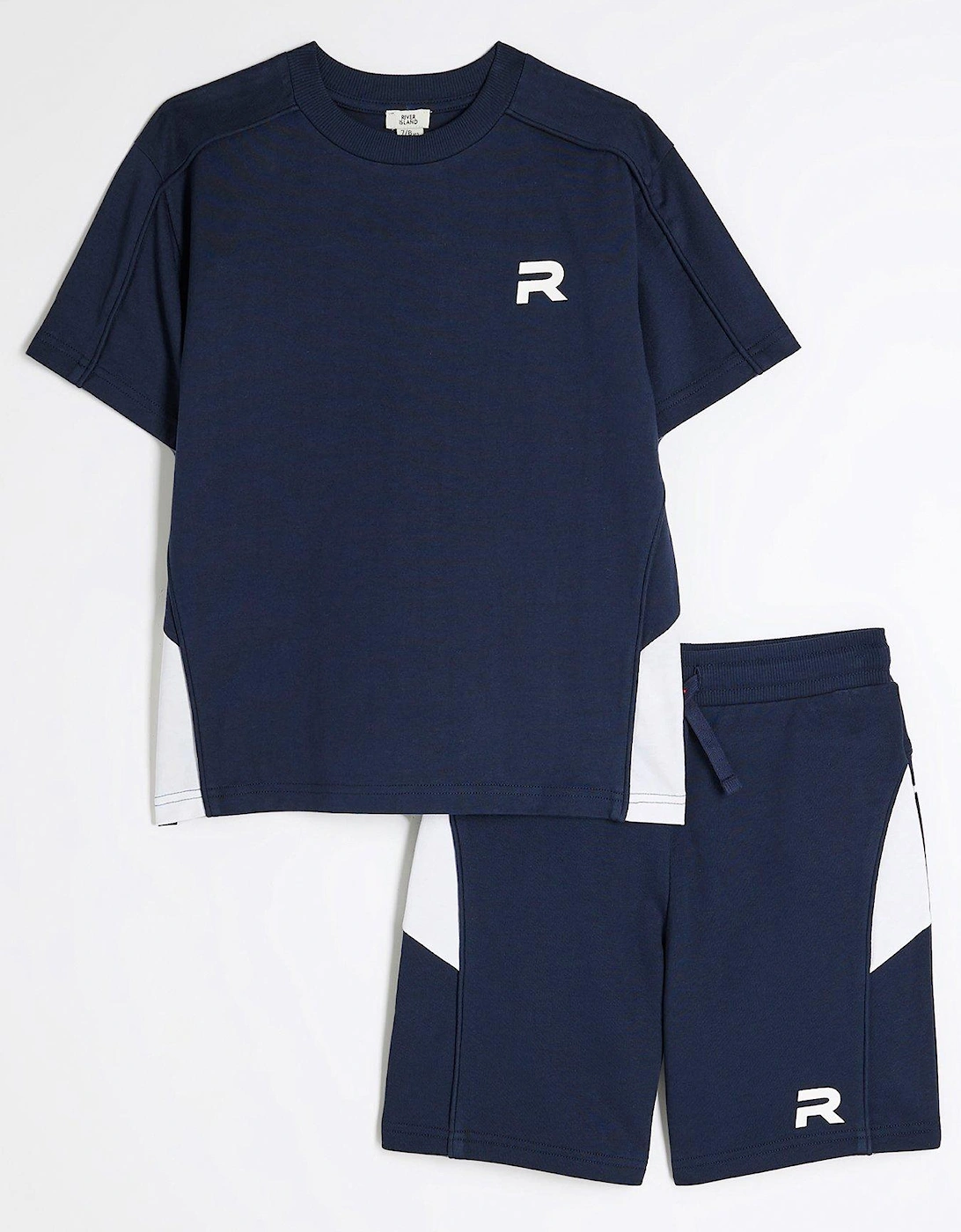 Boys Piped T-shirt And Shorts Set - Navy, 2 of 1