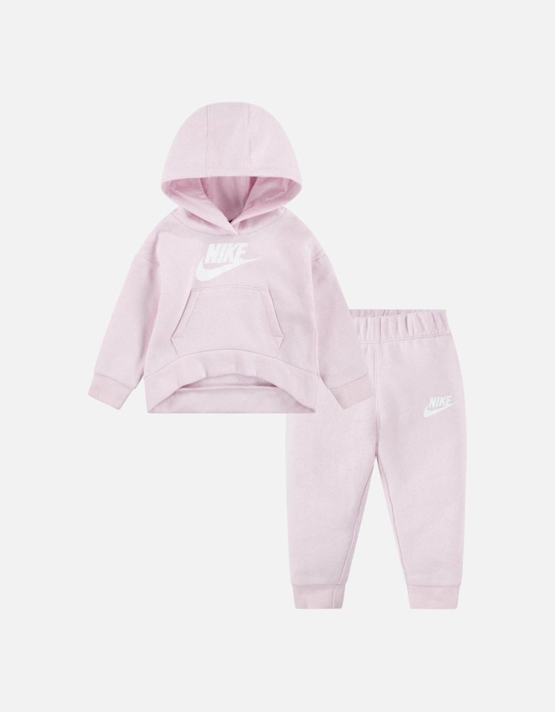 Infant Girls Club Fleece Jogger And Hoodie Set - Pink