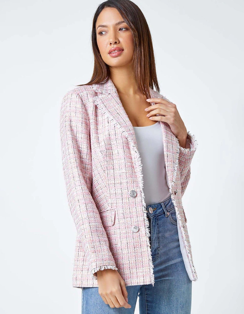 Frayed Edge Boucle Check Jacket