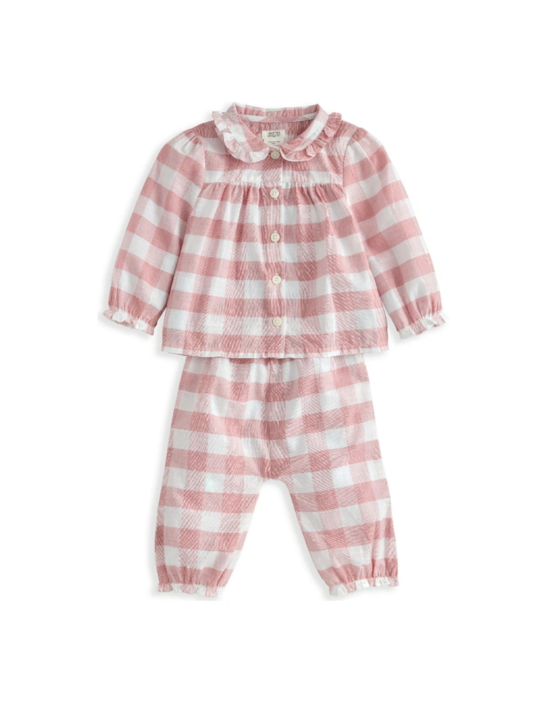 Baby Girls Pink Gingham Pyjamas - Pink