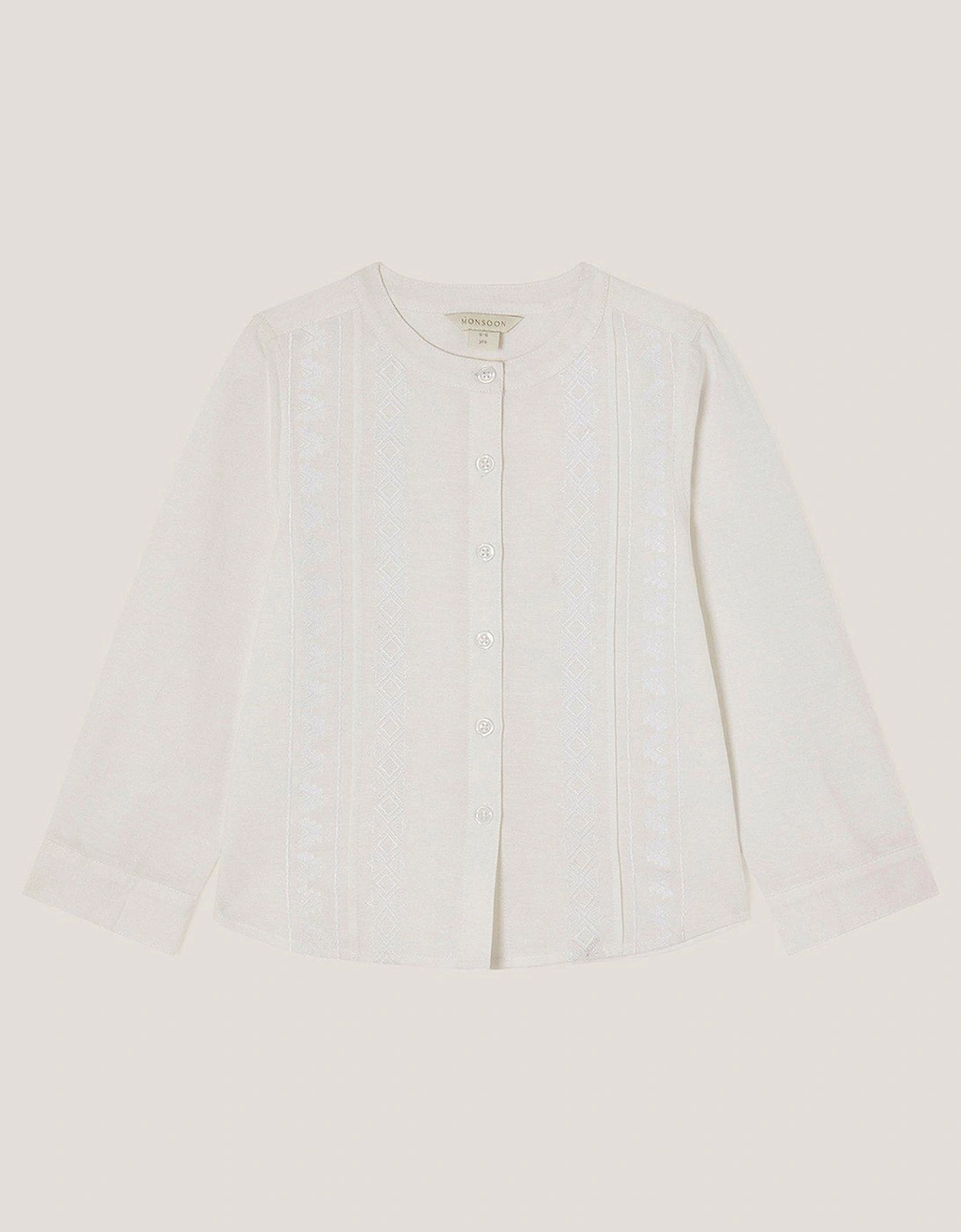 Boys Embroidered Kurta Shirt - Light Cream, 2 of 1