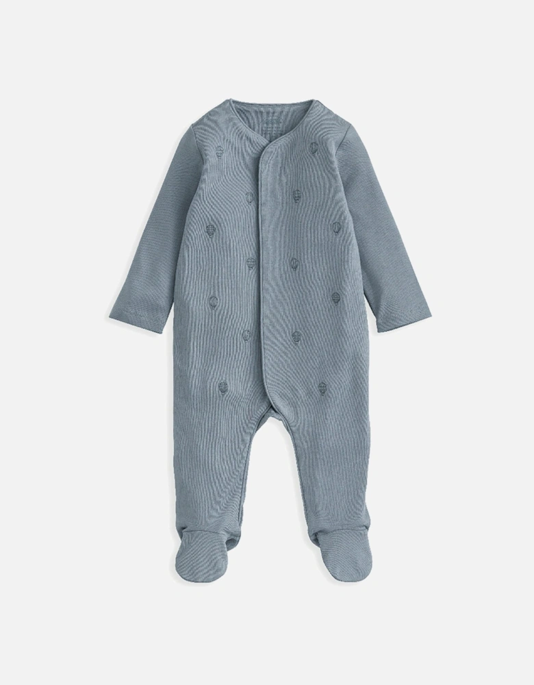 Baby Boys Embroidered Balloon Sleepsuit - Blue