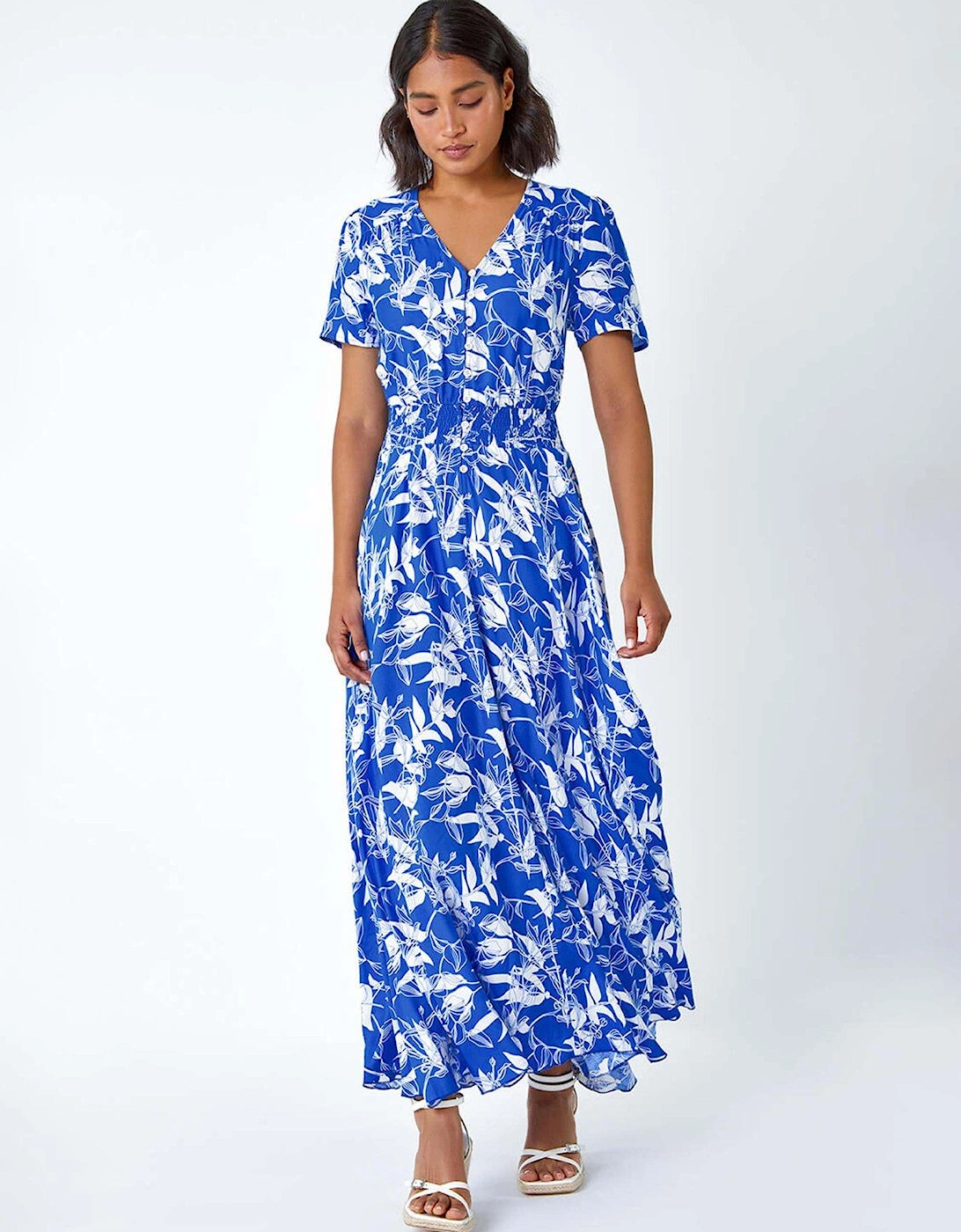 Floral Print Button Detail Maxi Dress, 2 of 1