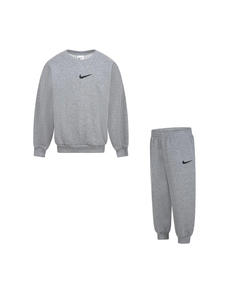 Kids Unisex Essential Crew And Jogger Set - Grey