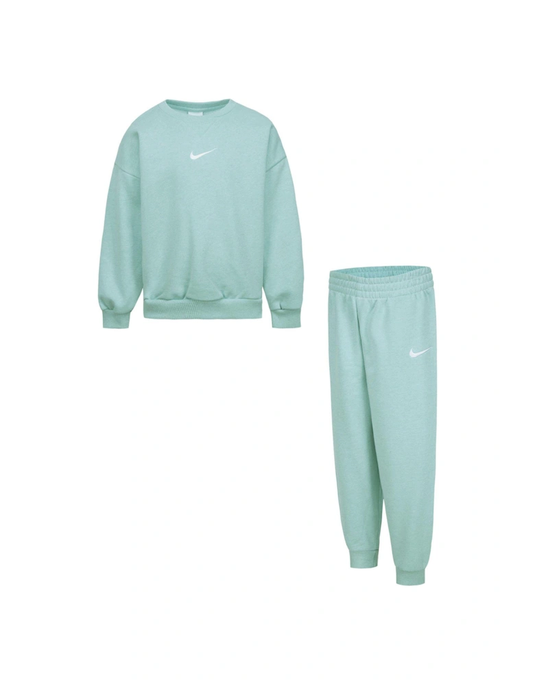 Kids Unisex Essential Crew And Jogger Set - Green