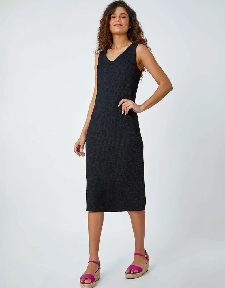 Textured Stretch Jersey Midi Dress