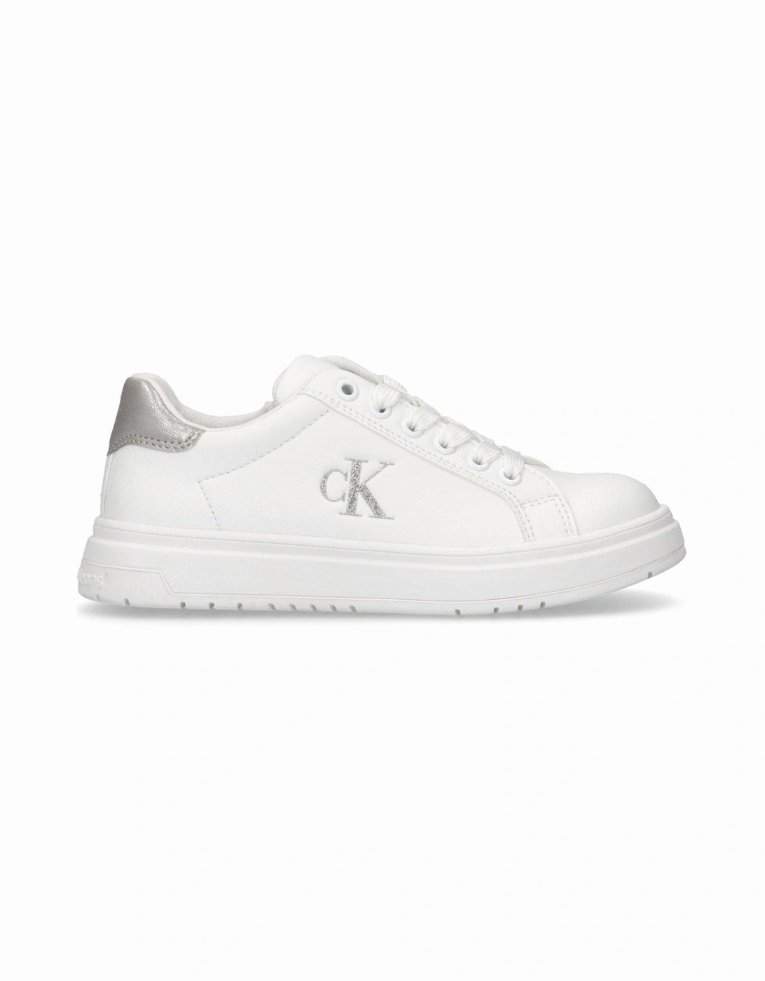 Girls Low Cut Lace-Up Trainers - White, 2 of 1