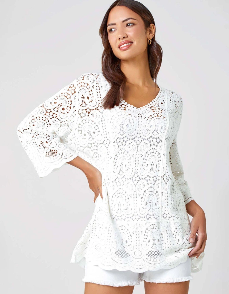 Cotton Crochet Tunic Top