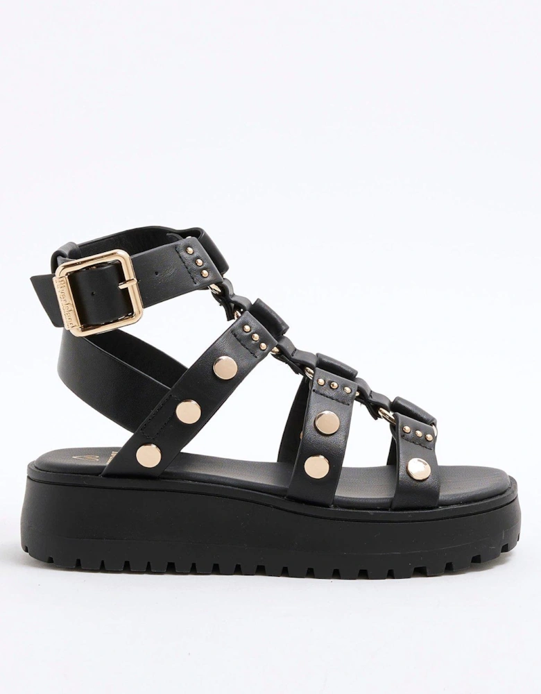 Girls Stud Gladiator Sandals - Black