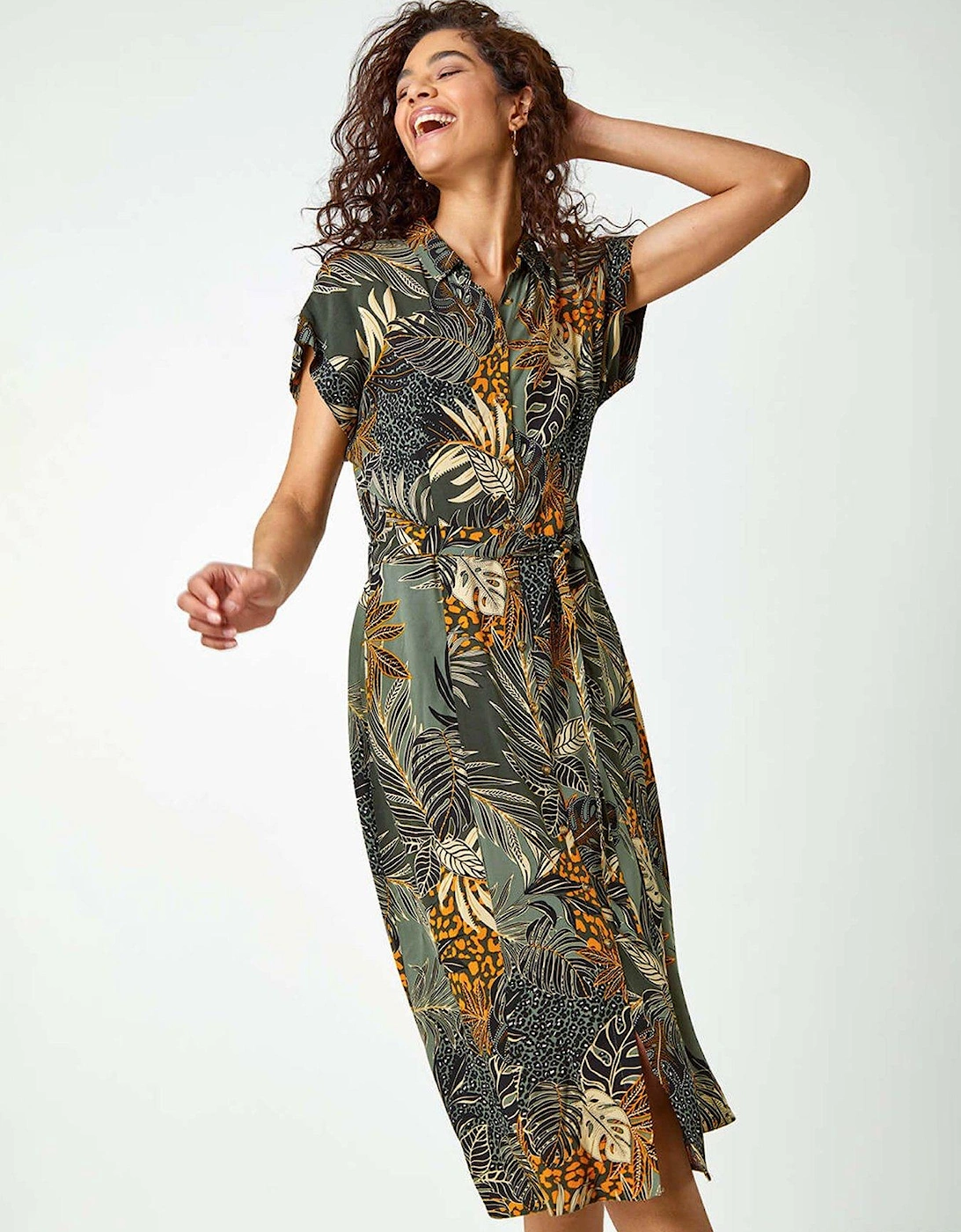 Tropical Leaf Print Shirt Dress, 2 of 1